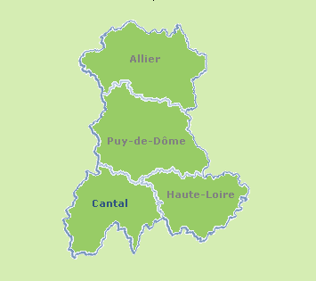 Carte de la région Auvergne