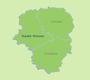 Carte de la région Limousin